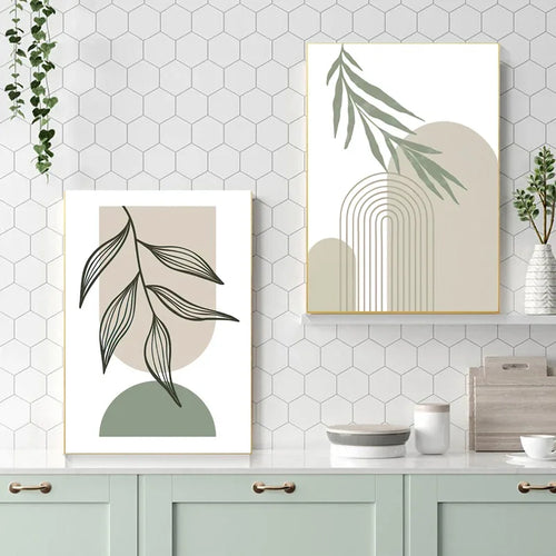 décoration murale abstraite avec feuilles géométriques boho moderne - vue 6 sur 7
