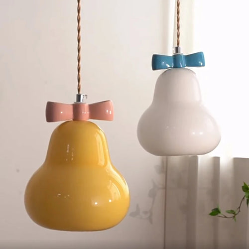Pendelleuchte aus Glas mit rosa Schleife für das Kinderzimmer - vue 5 sur 13