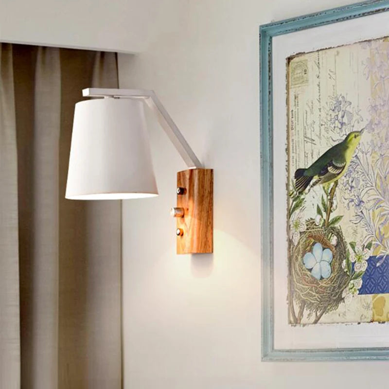 Applique Murale en bois LED avec abat-jour en métal - vue 3 sur 8