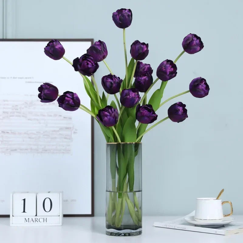 fleurs artificielles tulipes en soie décoratives pour toutes occasions - vue 5 sur 13