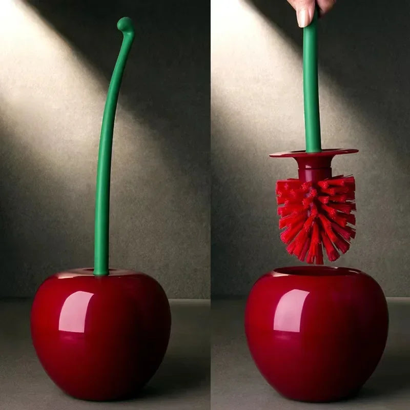 brosse de toilette cerise avec long manche et support créatif - vue 6 sur 8