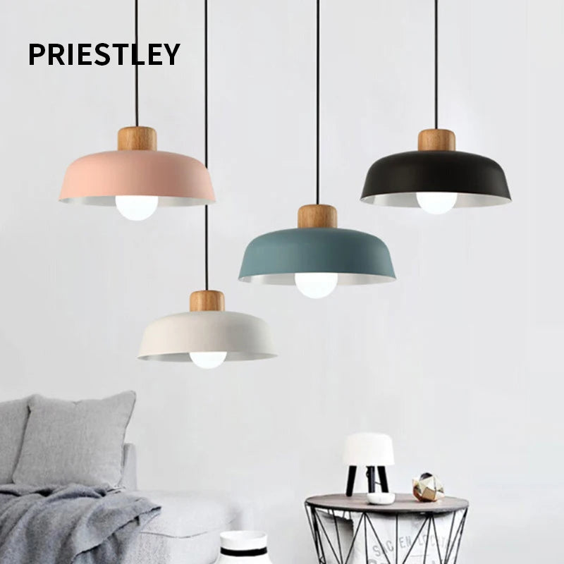 Lustres Macaron nordiques lampe de chevet en bois créative pour chambre étude café Bar Restaurant temps modernes décor lampe suspendue - vue 4 sur 12