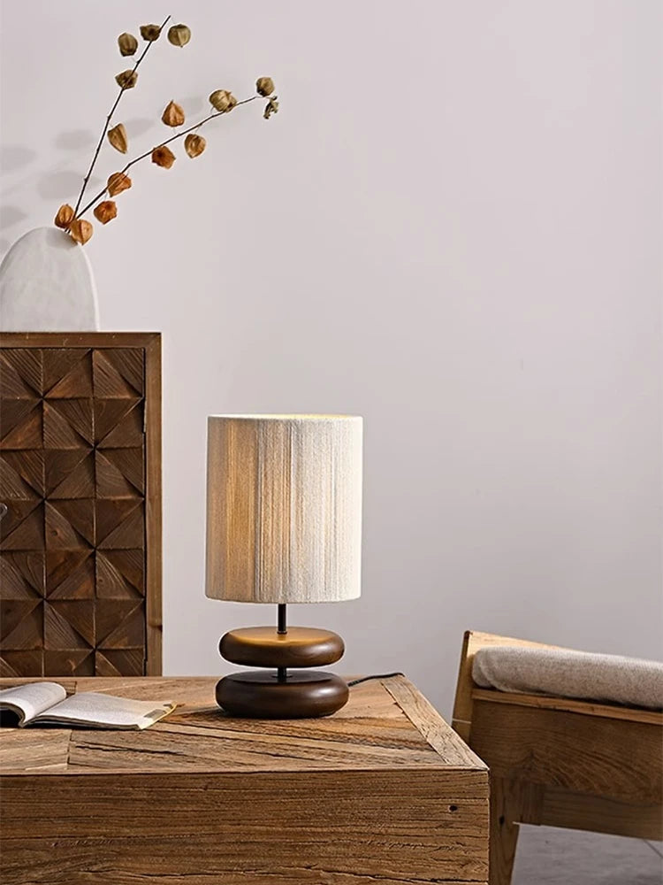 lampe de table japonaise bois massif rétro - vue 6 sur 8