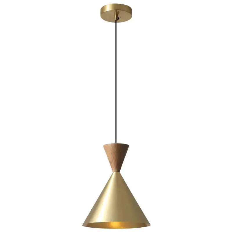 Modern and Minimalist Master Bedroom Bedside Pendant Light, Personalized and Luxurious All Copper Walnut Bar Hanging Line Light - vue 7 sur 10