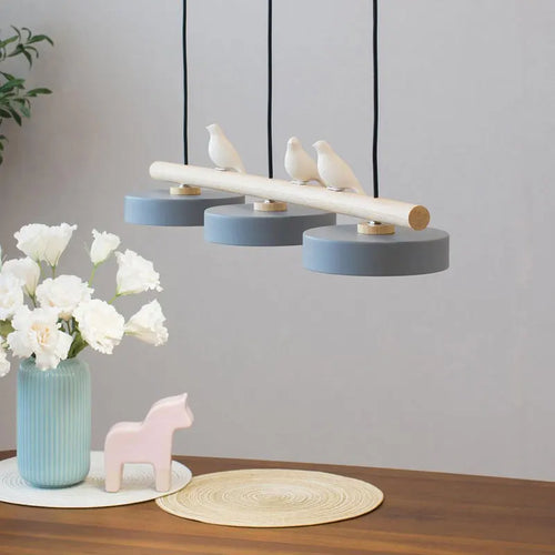 Moderner nordischer LED-Kronleuchter mit Vogel-Dekoration und Macaron-Farben aus Eisen - vue 3 sur 12