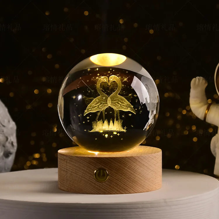 boule de cristal 3D système solaire gravé cadeau décoratif - vue 15 sur 32