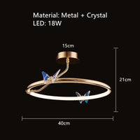 LED-Wandleuchte Kristall Schmetterling Oberfläche Gold