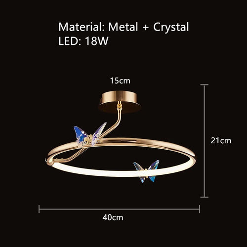 LED-Wandleuchte Kristall Schmetterling Oberfläche Gold