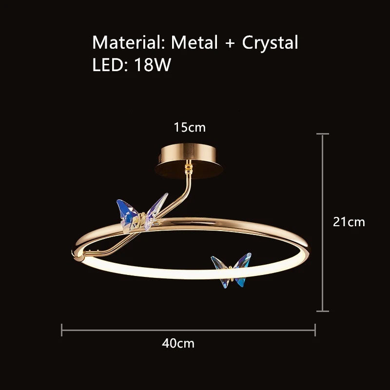 LED-Wandleuchte Kristall Schmetterling Oberfläche Gold