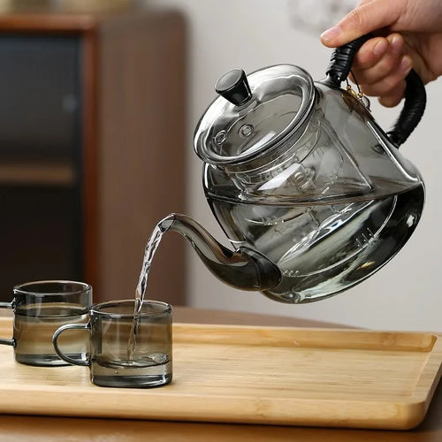 Théière en verre borosilicate 1.2l infuseur double compartiment