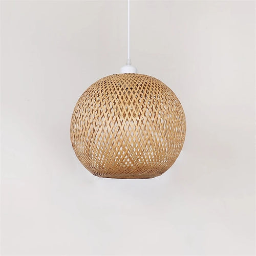 lustre moderne nordique en bambou tissé à la main led