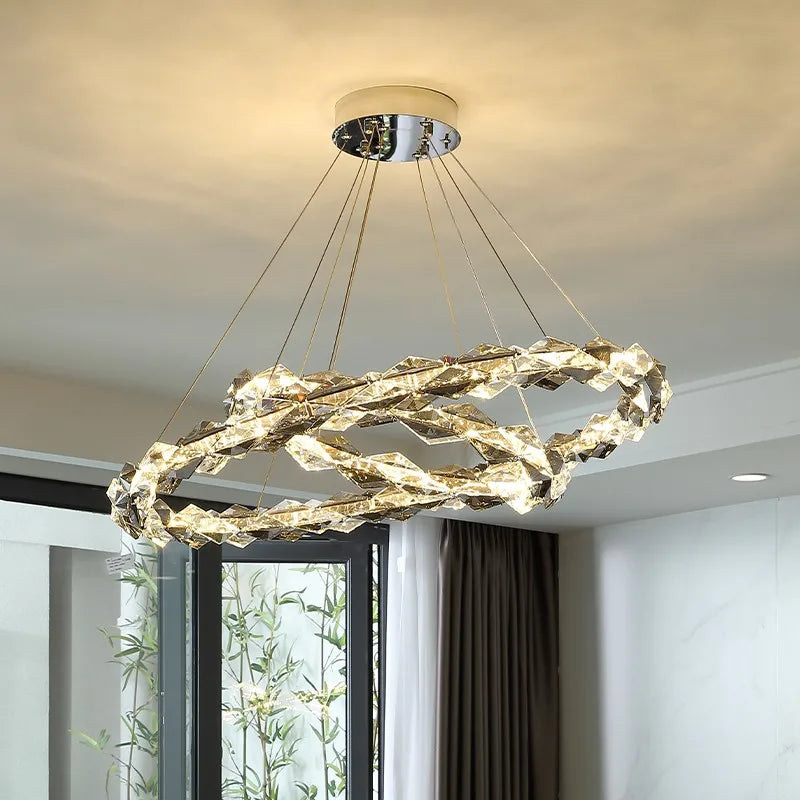 lustre moderne en cristal pour ambiance élégante et minimaliste - vue 3 sur 19