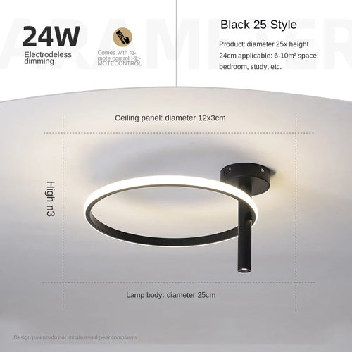 Moderner LED-Deckenleuchte Minimalistisch Ringförmig für Wohnräume - vue 24 sur 24