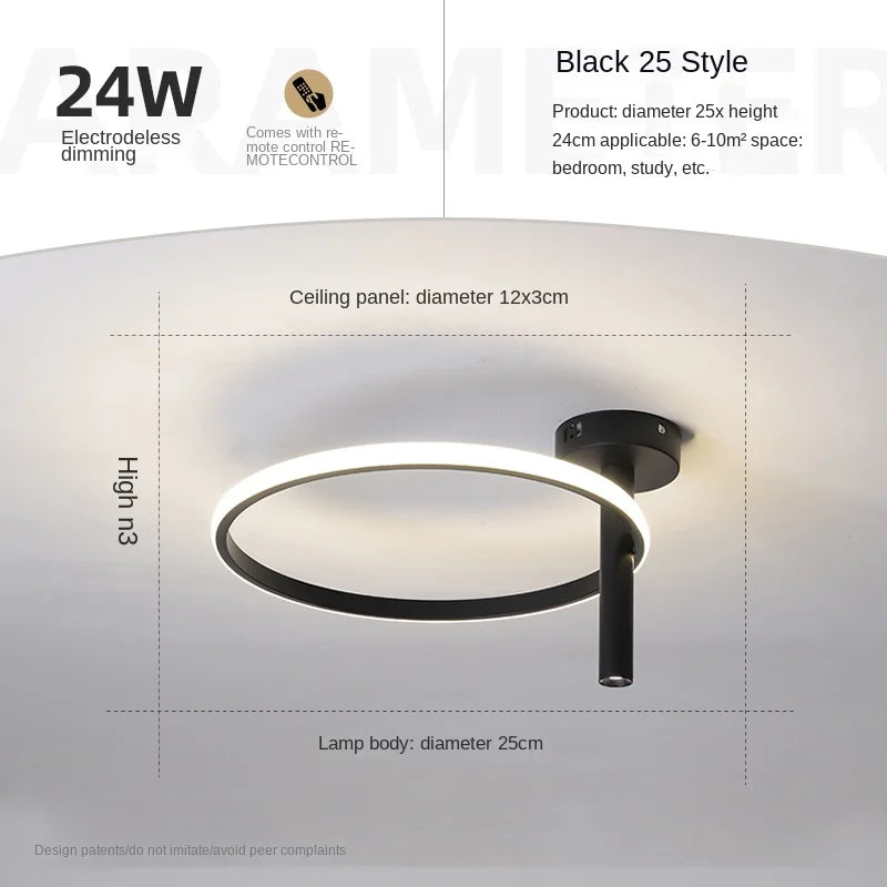 Moderner LED-Deckenleuchte Minimalistisch Ringförmig für Wohnräume - vue 24 sur 24