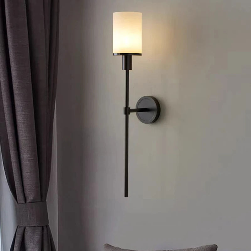 applique murale vintage en laiton avec marbre naturel - vue 2 sur 8