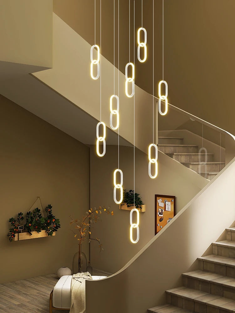 lustre long rotatif artistique moderne luxe pour villa - vue 4 sur 10