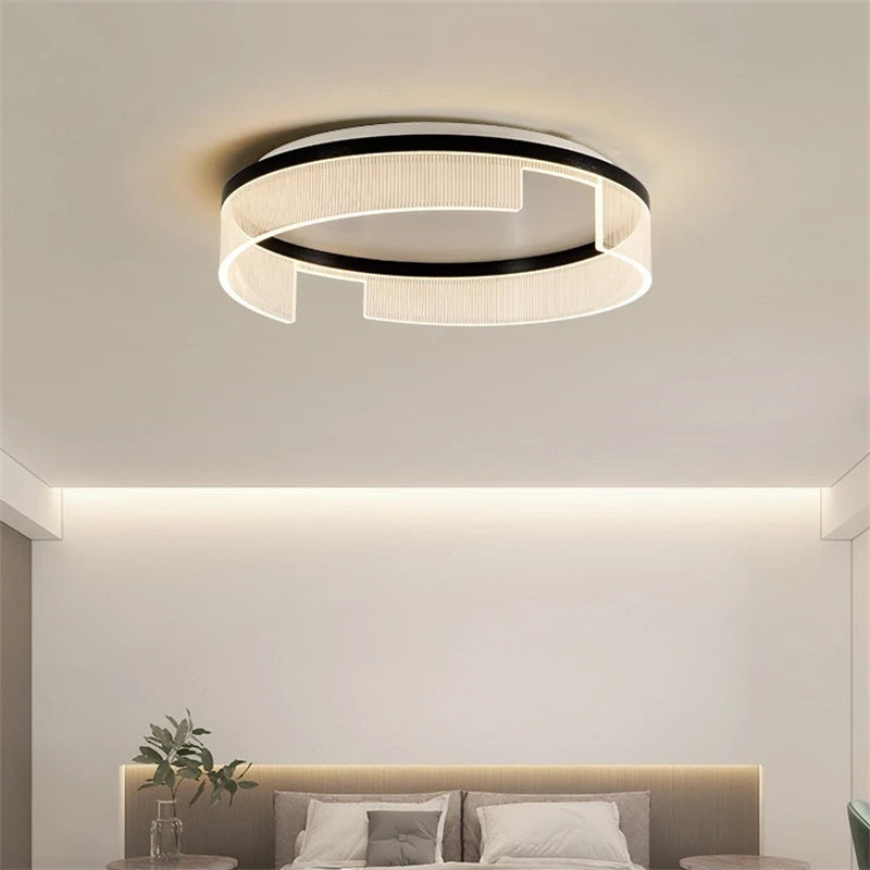 plafonnier led moderne rond en métal et acrylique pour intérieur