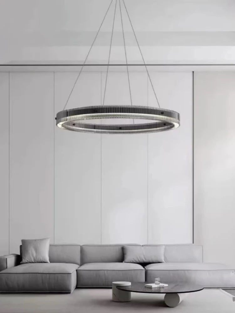 suspension circulaire en verre minimaliste design créatif en aluminium - vue 4 sur 7