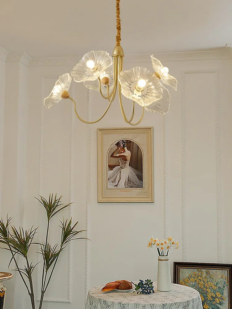 Moderner Glas-Kronleuchter Lotusblüte Design mit LED-Beleuchtung - vue 6 sur 14