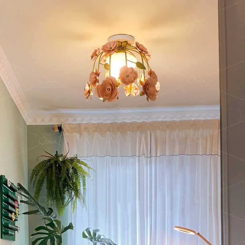 plafonnier rétro en forme de rose pour décoration romantique et chaleureuse - vue 4 sur 10