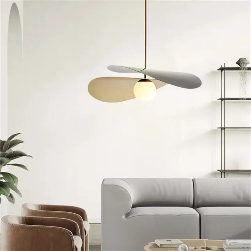 suspension design en métal style loft et tissu lotus - vue 4 sur 7