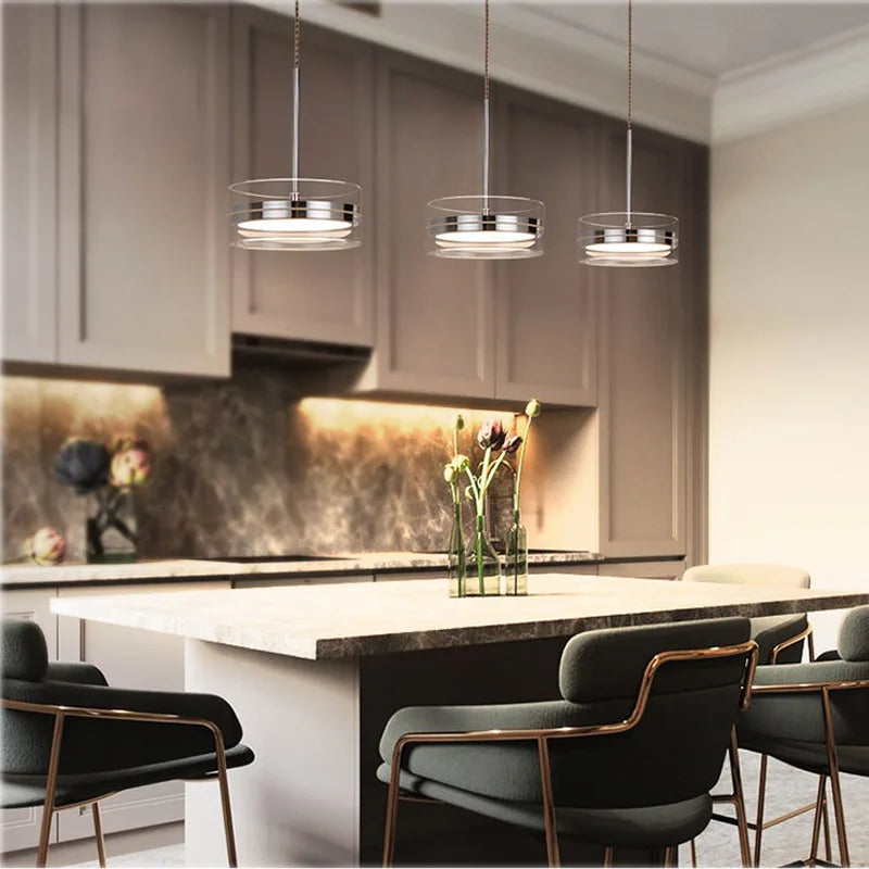 suspension led style 	 avec cordon réglable acrylique rond