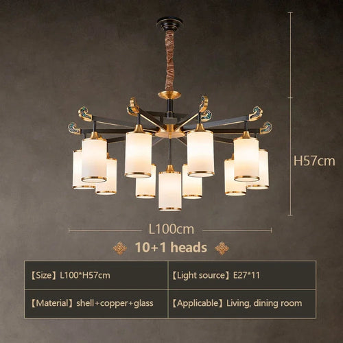 lustre en cuivre design style chinois pour éclairage moderne - vue 10 sur 12