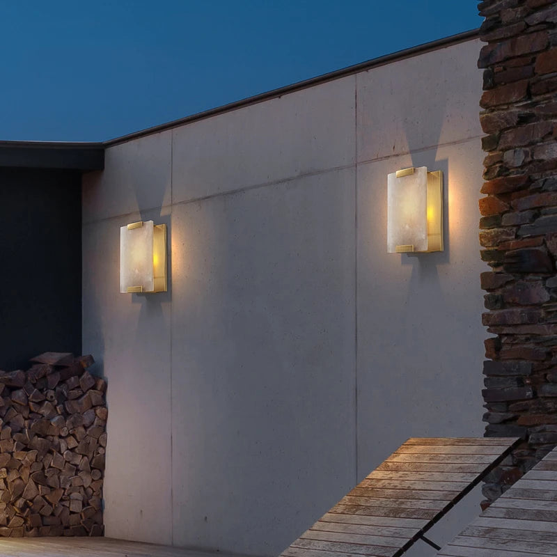 applique murale led en marbre et cuivre pour intérieur moderne - vue 3 sur 16