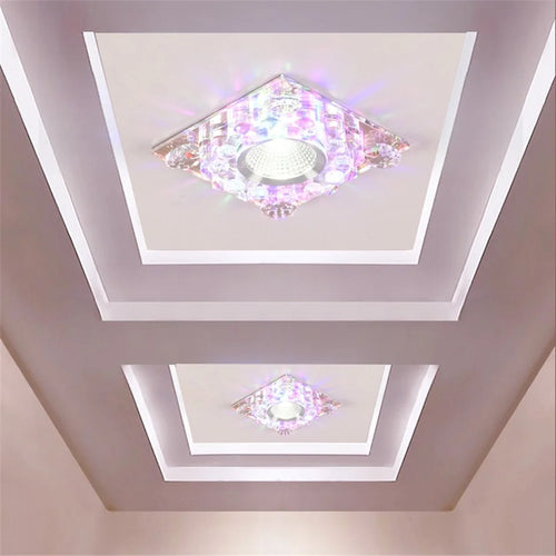 plafonnier led rgb carré en cristal pour décoration intérieure variée