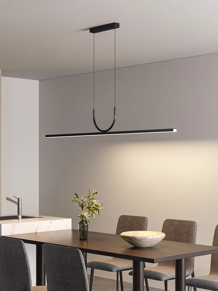 lustre simple noir/blanc long tube à LED