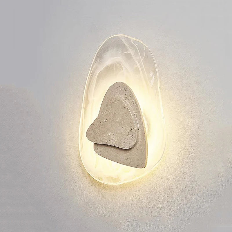 applique murale scandinave en pierre de verre led étanche extérieur - vue 2 sur 8