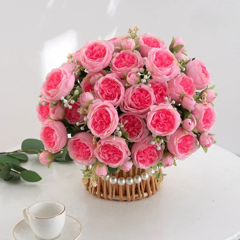 bouquet de pivoines artificielles pour décoration florale intérieure - vue 4 sur 17