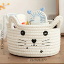 paniers de rangement en coton tissé tête de chat pour bureau et maison