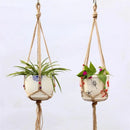 panier suspendu en corde de chanvre pour plantes décoratives