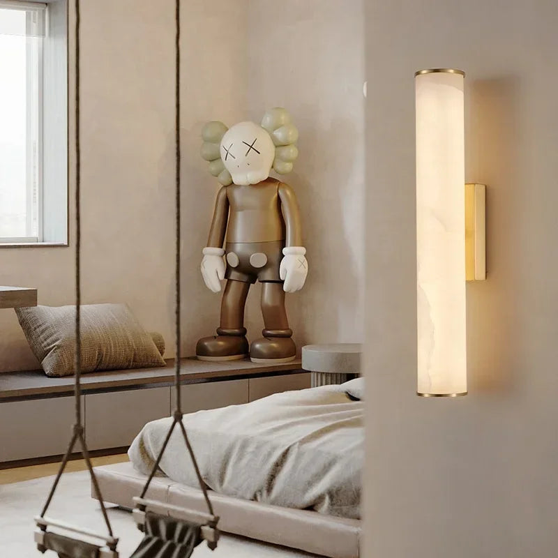 applique murale en marbre naturel avec éclairage moderne décoratif - vue 4 sur 9