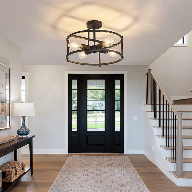 lustre noir en métal pour éclairage intérieur polyvalent - vue 4 sur 6