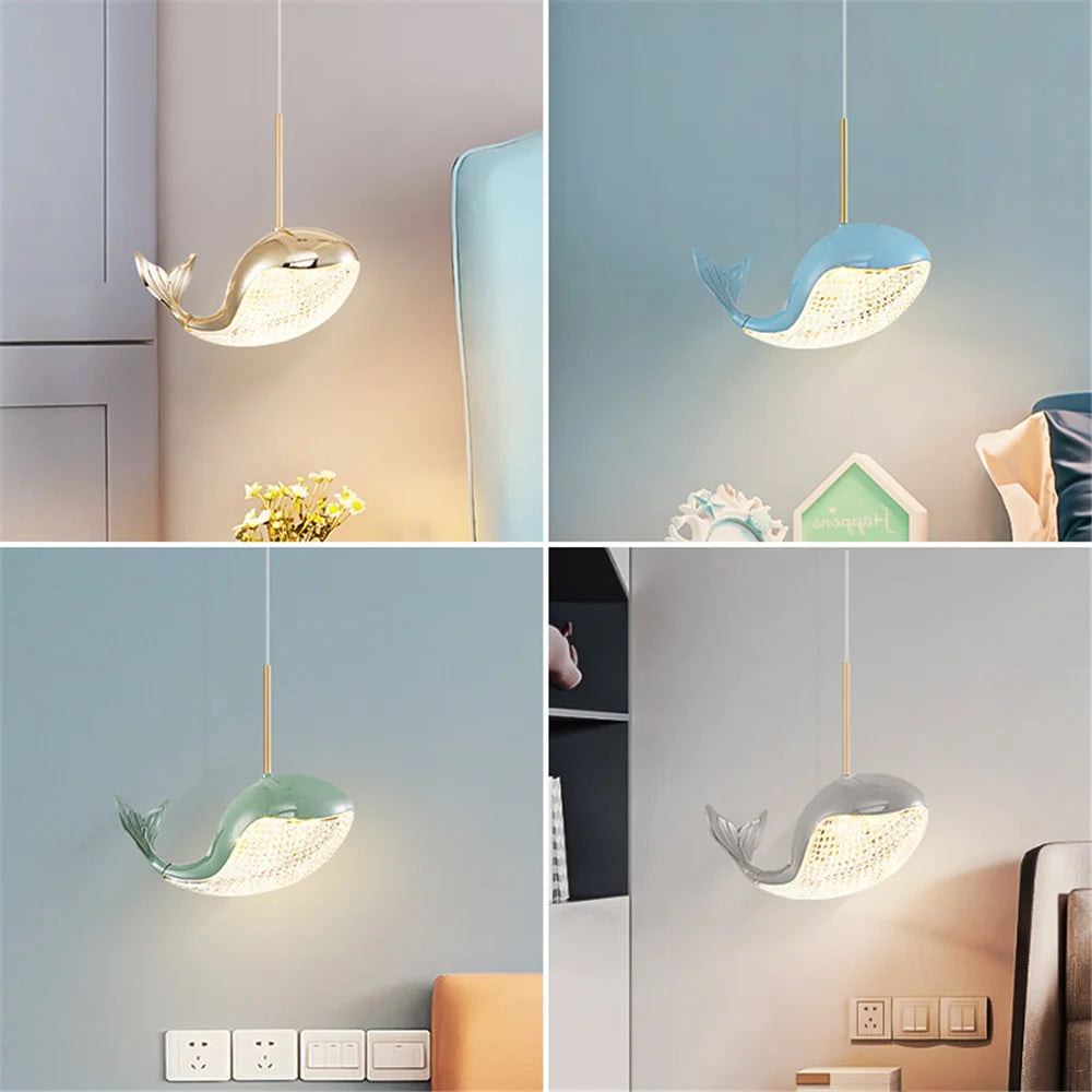 suspension led acrylique dauphin d'or pour enfants - vue 4 sur 10