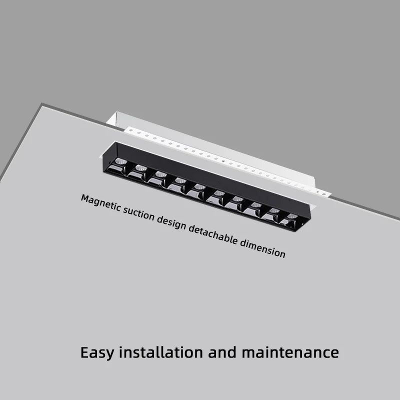 plafonnier led encastrable linéaire créatif sans rebord magnetique - vue 2 sur 5