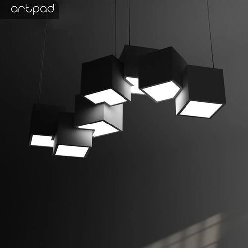 suspension led créative luminaire cube pour intérieur