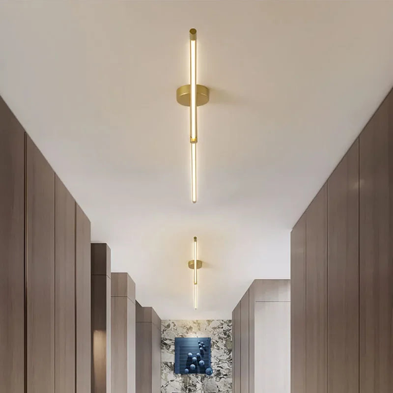 lustre moderne led pour allée murale miroir ligne décoration maison - vue 4 sur 12