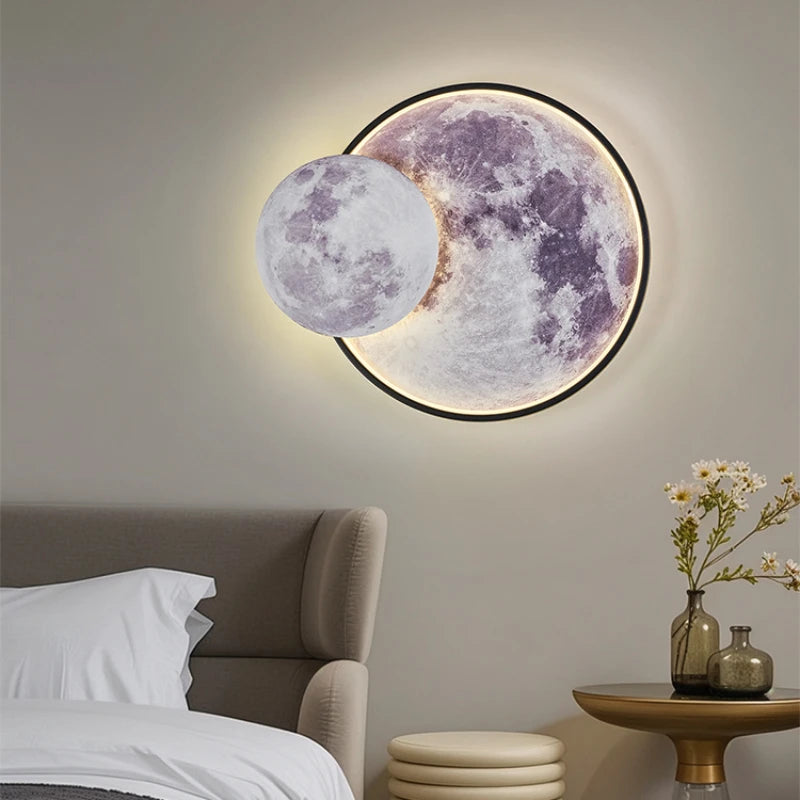 applique murale ronde lune moderne décorative pour intérieur et cadeau - vue 4 sur 8