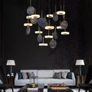 LED-Kronleuchter Art déco aus Holz und Marmor mit elegantem, modernem Design