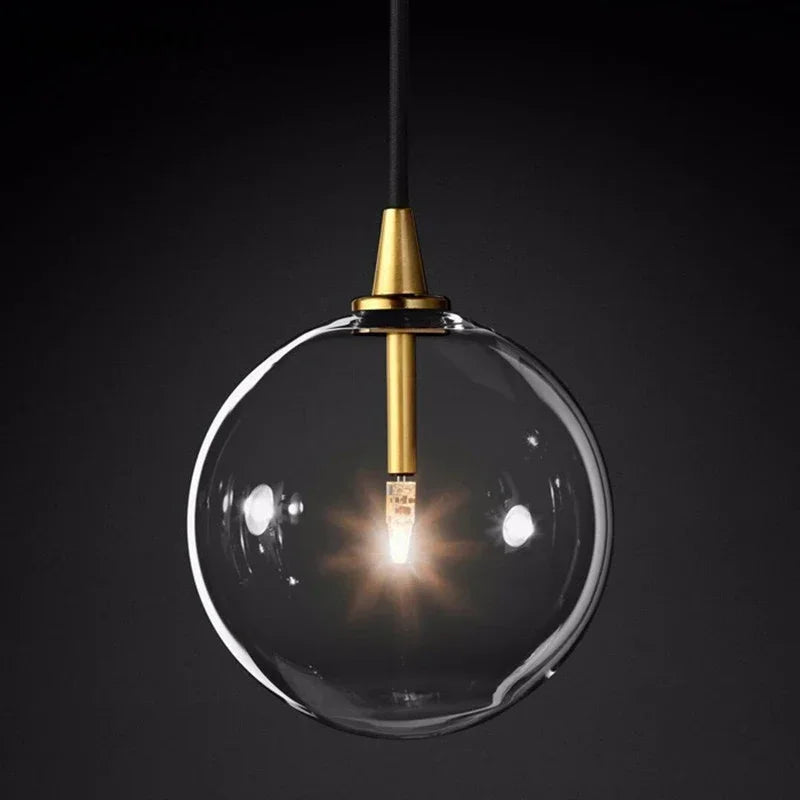 Suspension en verre transparent pour un éclairage moderne décoratif