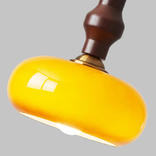 Moderne und kreative Pendelleuchte aus Holz und Glas - vue 6 sur 10