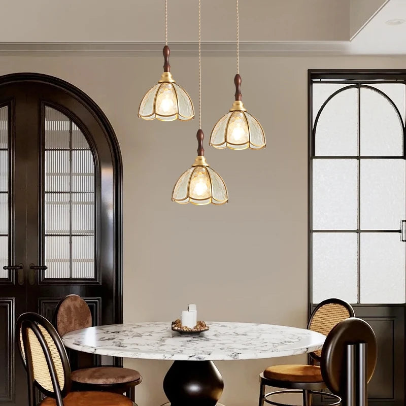 lustre rétro en cuivre et verre pour intérieur élégant - vue 4 sur 14