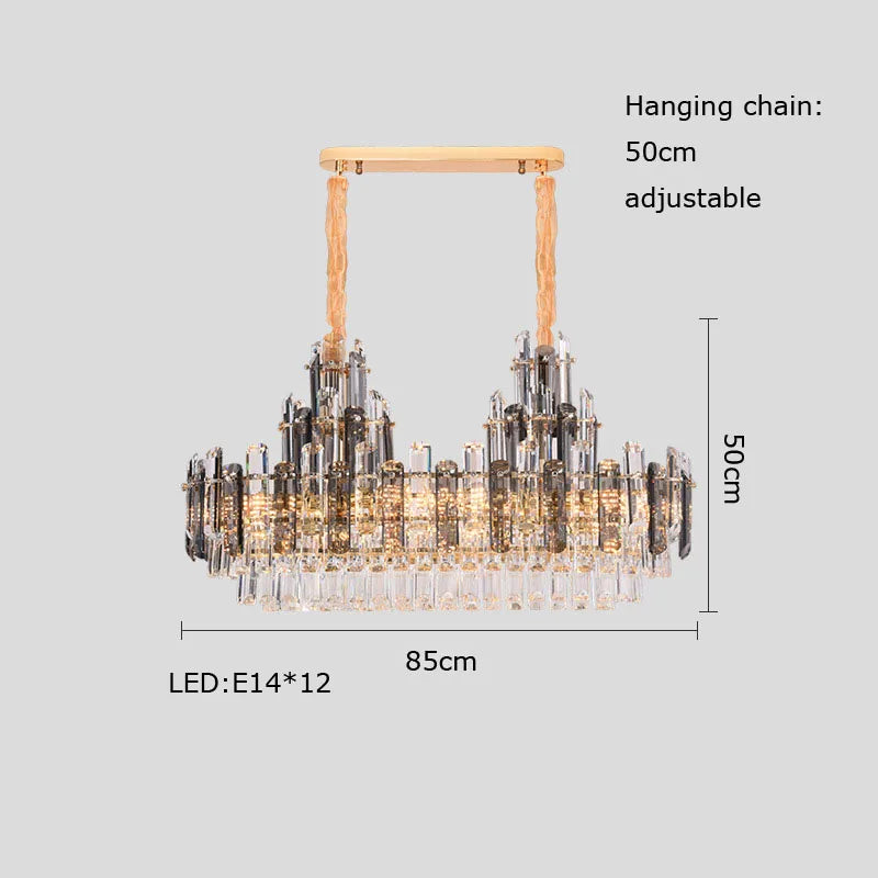 suspension à led en cristal design luxueux avec variateur d'intensité - vue 10 sur 11