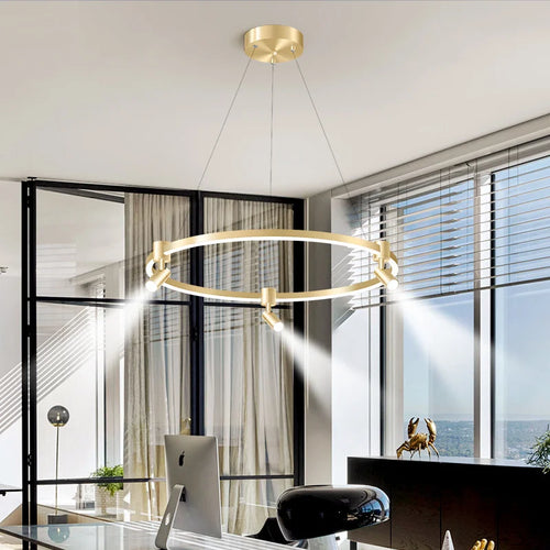 Moderne Pendelleuchte mit Ring und dekorativen Spotlights für Ihr Zuhause - vue 2 sur 14