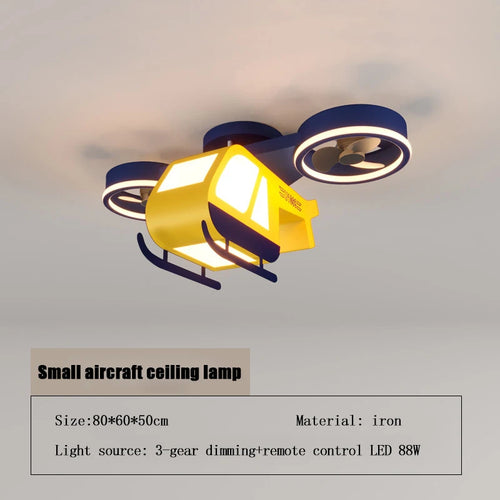 Sandyha LED-Deckenventilator Acryl Helikopter Kinderzimmerleuchte