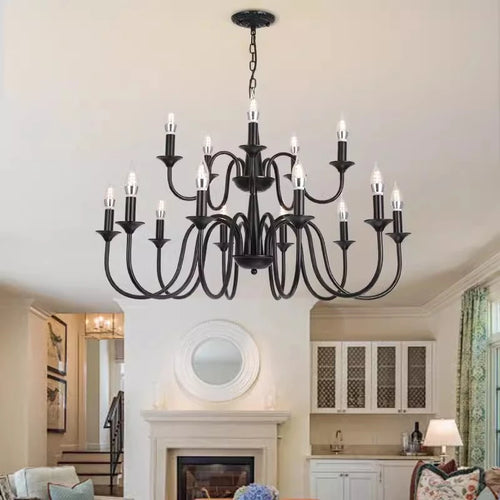 lustre rustique classique en fer pour décoration intérieure - vue 5 sur 10