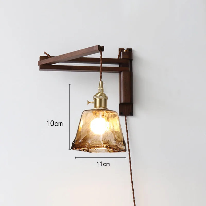 LED-Wandleuchte Retro Japanisch Teleskopisch aus Messing und Glas - vue 9 sur 15